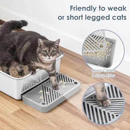 2 Pack 23.6" x 15.7" x 6" Deep & Extra Large Stainless Steel Cat Litter Boxes, High Sides Metal Cat Litter Box for Multi-Cats Big Cats XL Metal Litter Pan Tray, Non-Sticky, Easy Cleaning