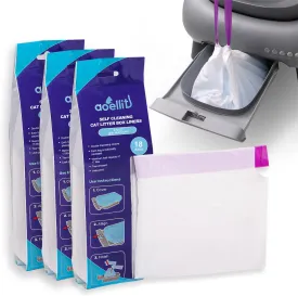 54 Count AOELLIT Litter Box Liners for Self Cleaning Litter Box, Pre-Separated Litter Robot Bags, 3.5 Mil Thick Drawstring Cat litter Bags, Heavy Duty, Leak-Proof Waste Bags, 27" x 13"