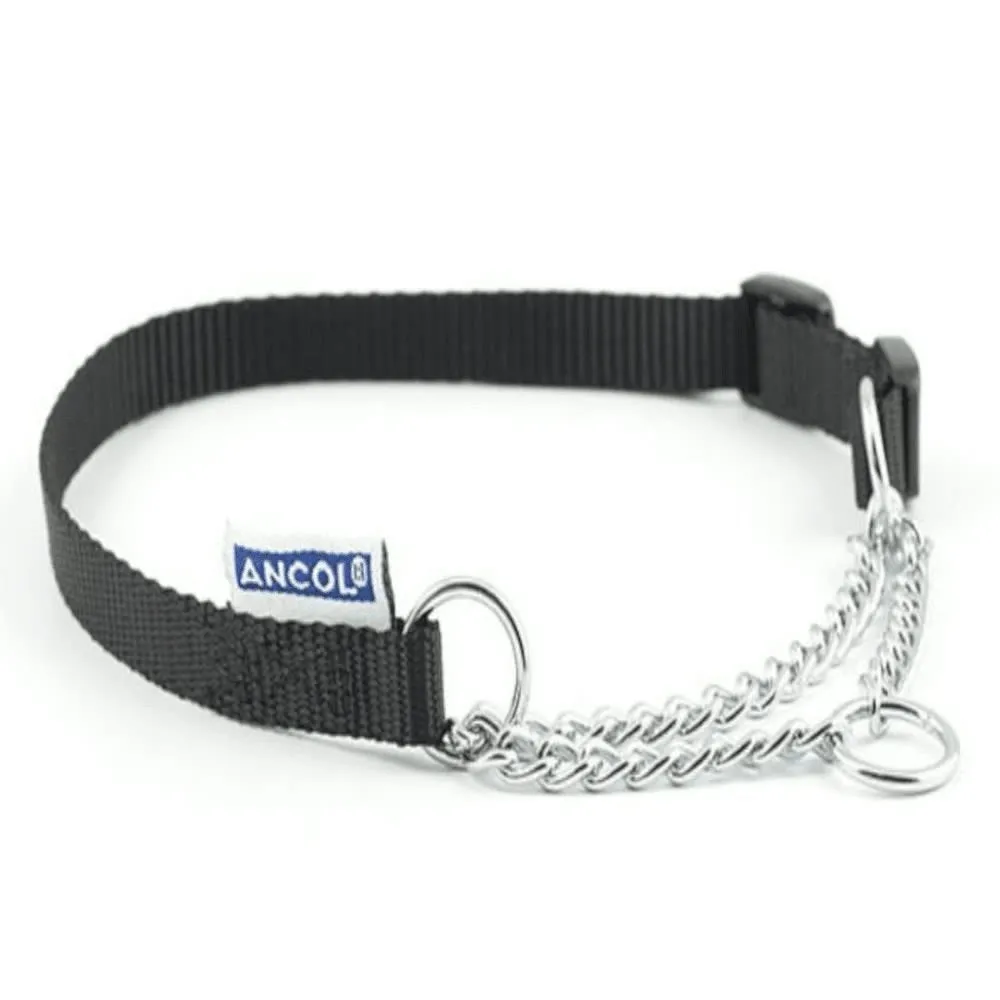 Ancol Heritage NylChain Check Collar Blk 19mmX50-70cm Sz5-9