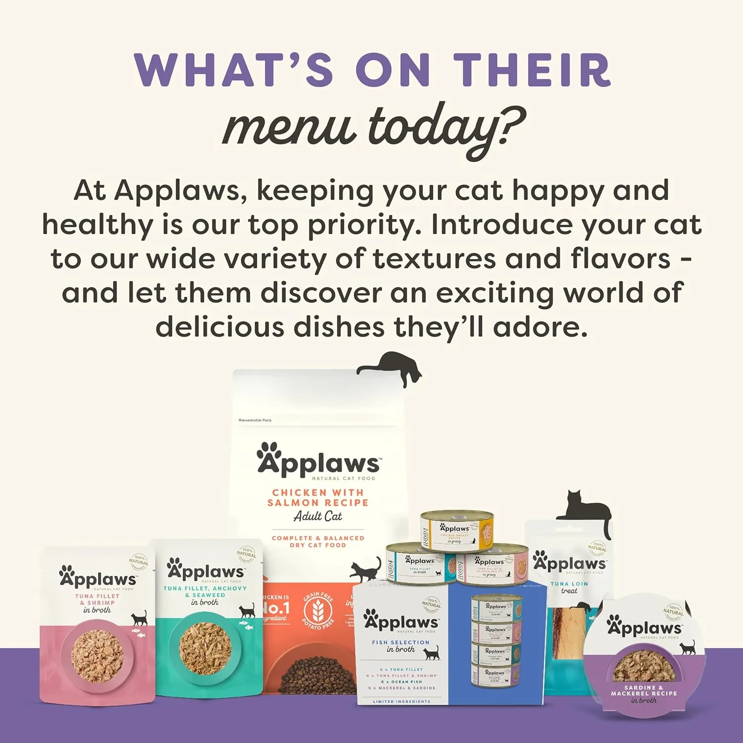 Applaws Natural Wet Canned Cat Food, Made with Limited and Natural Ingredients, Real Protein with No Artificial Additives, Fish Selection Variety Pack in Broth (12 x 2.47oz Cans)