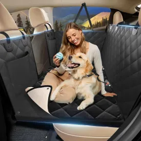 Back Seat Extender for Dogs with Soft Blanket, Dog Car Seat Cover for Back Seat Holds 420lbs, Hard Bottom Backseat Cover for Dogs, Waterproof Dog Hammock for Car, SUV, Truck Black