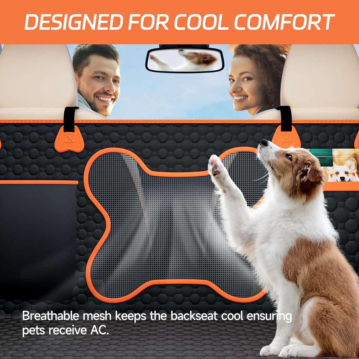 Back Seat Extender for Dogs,Waterproof Back seat pet Cover for Dogs,Hard Bottom Up to 500Lbs Dog car seat Cover for Back seat,Black Large Space Dog Hammock for Car,SUV
