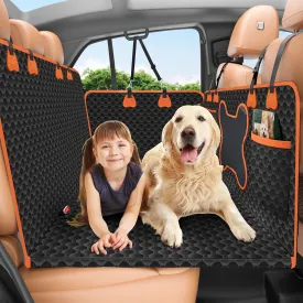 Back Seat Extender for Dogs,Waterproof Back seat pet Cover for Dogs,Hard Bottom Up to 500Lbs Dog car seat Cover for Back seat,Black Large Space Dog Hammock for Car,SUV
