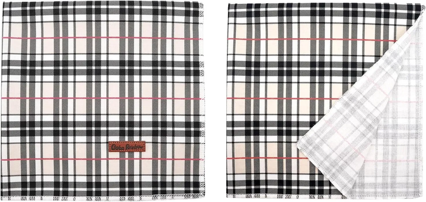 Bandana - 1Pack Plaid Washable Scarf, Square Bib Kerchief for Female or Male Dogs, Adjustable for Small Medium Large Pets