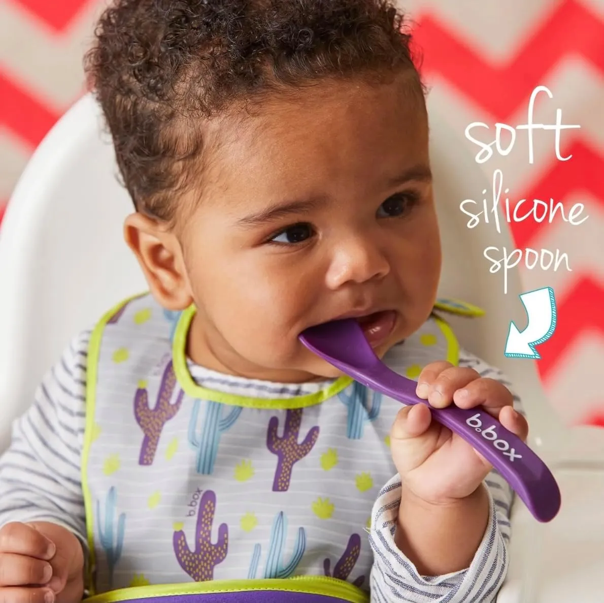 B.box Travel Bib & Silicone Spoon, Hip Hop Pattern, 4m 
