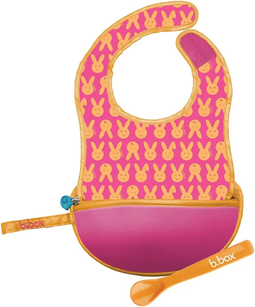 B.box Travel Bib & Silicone Spoon, Hip Hop Pattern, 4m 