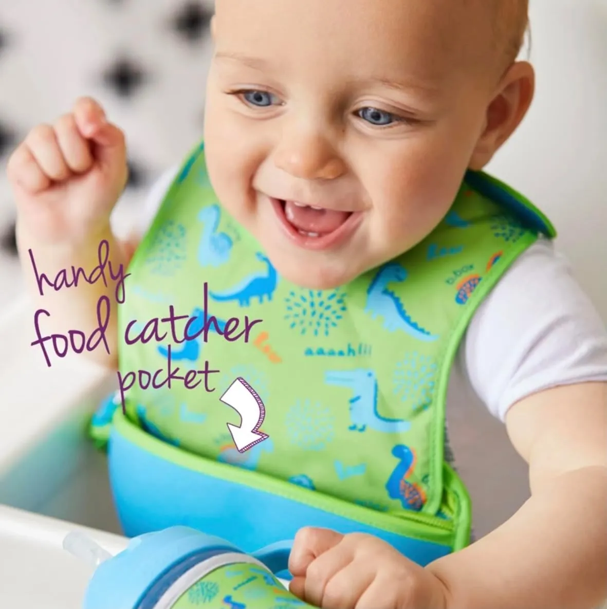 B.box Travel Bib & Silicone Spoon, Hip Hop Pattern, 4m 