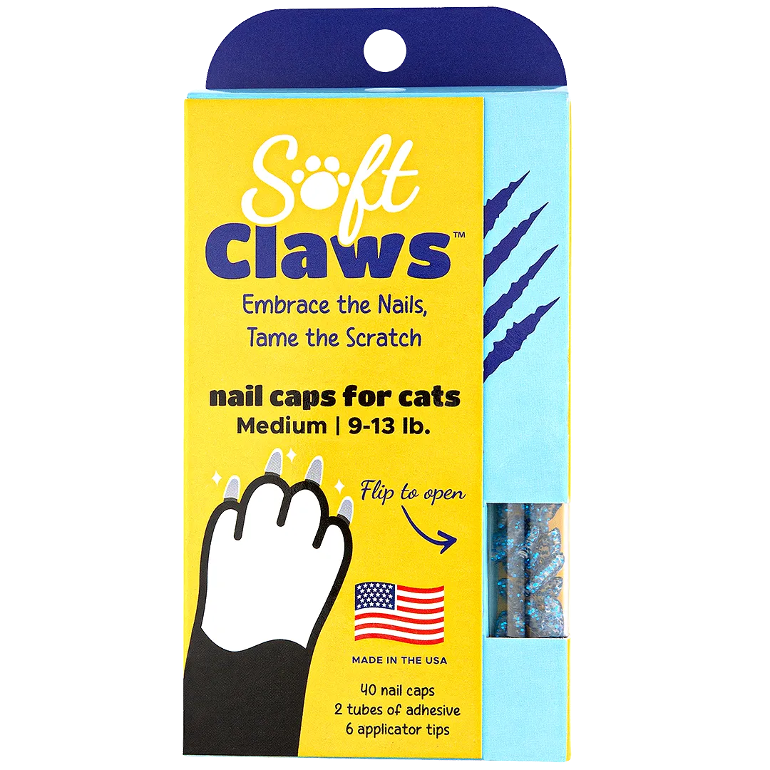 Blue Sparkle Feline Medium Nail Caps by Soft Claws