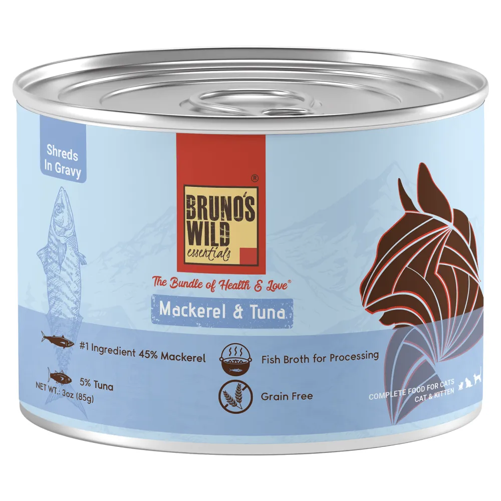 Bruno's Wild Essentials Mackerel & Tuna and Tuna with Salmon & Parsely Cat Wet Food Combo (6 6)