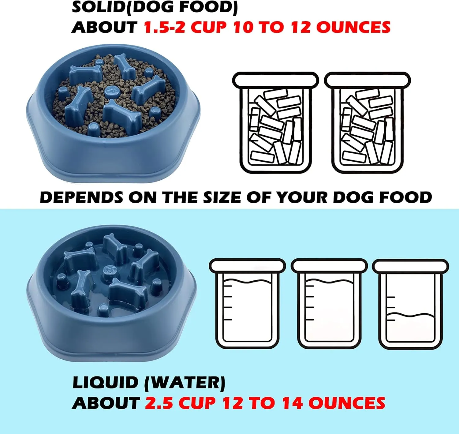 CAISHOW Slow Feeder Dog Bowl Anti Gulping Healthy Eating Interactive Bloat Stop Fun Alternative Non Slip Dog Slow Food Feeding Pet Bowl Slow Eating Healthy Design for Small Medium Size Dogs