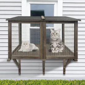 Cat Catio Outdoor Window Enclosure for Large Cats - Expandable Cat Window Bed for Napping, Sunbathing & Enjoying Scenery