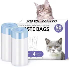 Cat Litter Box Liners - 50 Count Unscented Two-Way Large Drawstring Tear & Leak Resistant Litter Bags for Automatic Cat Litter box-2315.7"