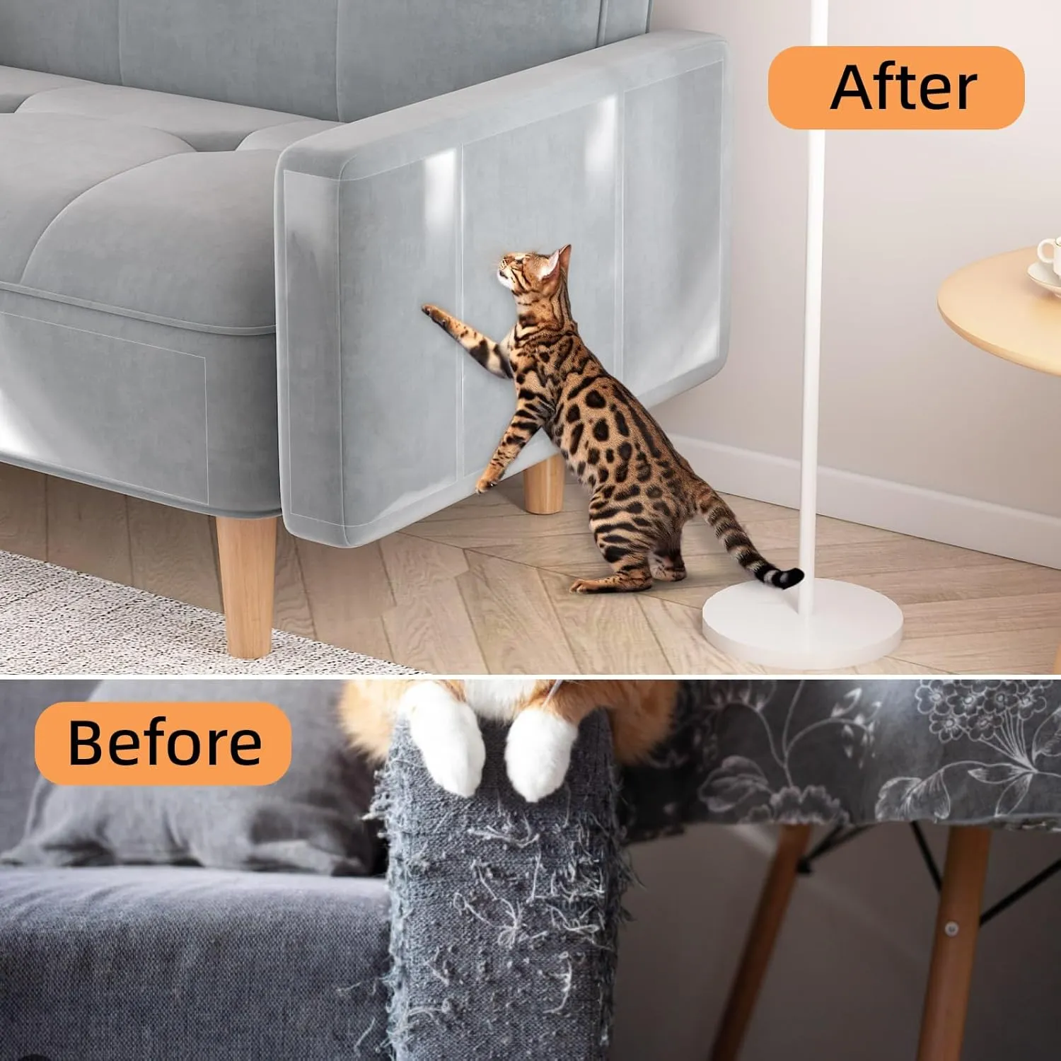 Cat Scratch Furniture Protectors,10 Packs Clear Couch Protector from Cat Scratch Guard,Sofa Corner Scratching Training Tape Deterrent (10pack-6 * 17''12'' 4 * 17''10'')