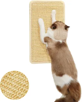 Cat Scratcher Mat Wall Mounted, 14 X 8 Inch Natural Sisal Cat Scratch Pad, Vertical Cat Scratching Board with Velcro Tapes, Protect Wall, Couch, Carpet, Furniture