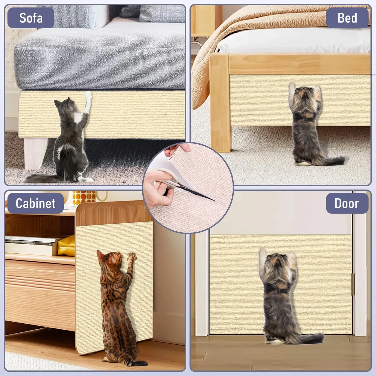 Cat Scratching Furniture Protector Self Adhesive Trimmable Protective Sofa Carpet Leather Furniture Pad Replacement for Cat Tree Shelves DIY Pet Scratch Protector (Light Grey, 15.7"x78.7")