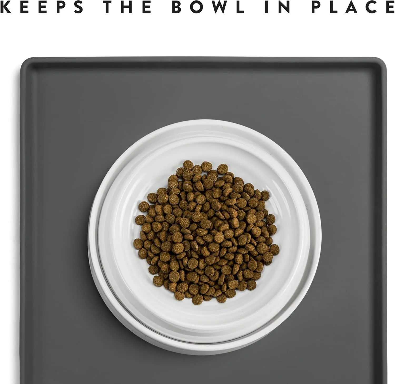 CatGuru Cat Food Mat, Small & Large Feeding Mats, 100% Waterproof Silicone Pet Placemat, Non-Slip Cat Food and Water Bowl or Water Fountain (Small, Carbon)