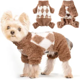 Chihuahua Clothes Dog Sweaters for Small Dogs Girl Boy Warm Dog Pajamas Cute Pjs for Dogs Chihuahua Yorkie Clothes Warm Pullover Fleece Puppy Clothes Cat Sweater (Medium, Beige)
