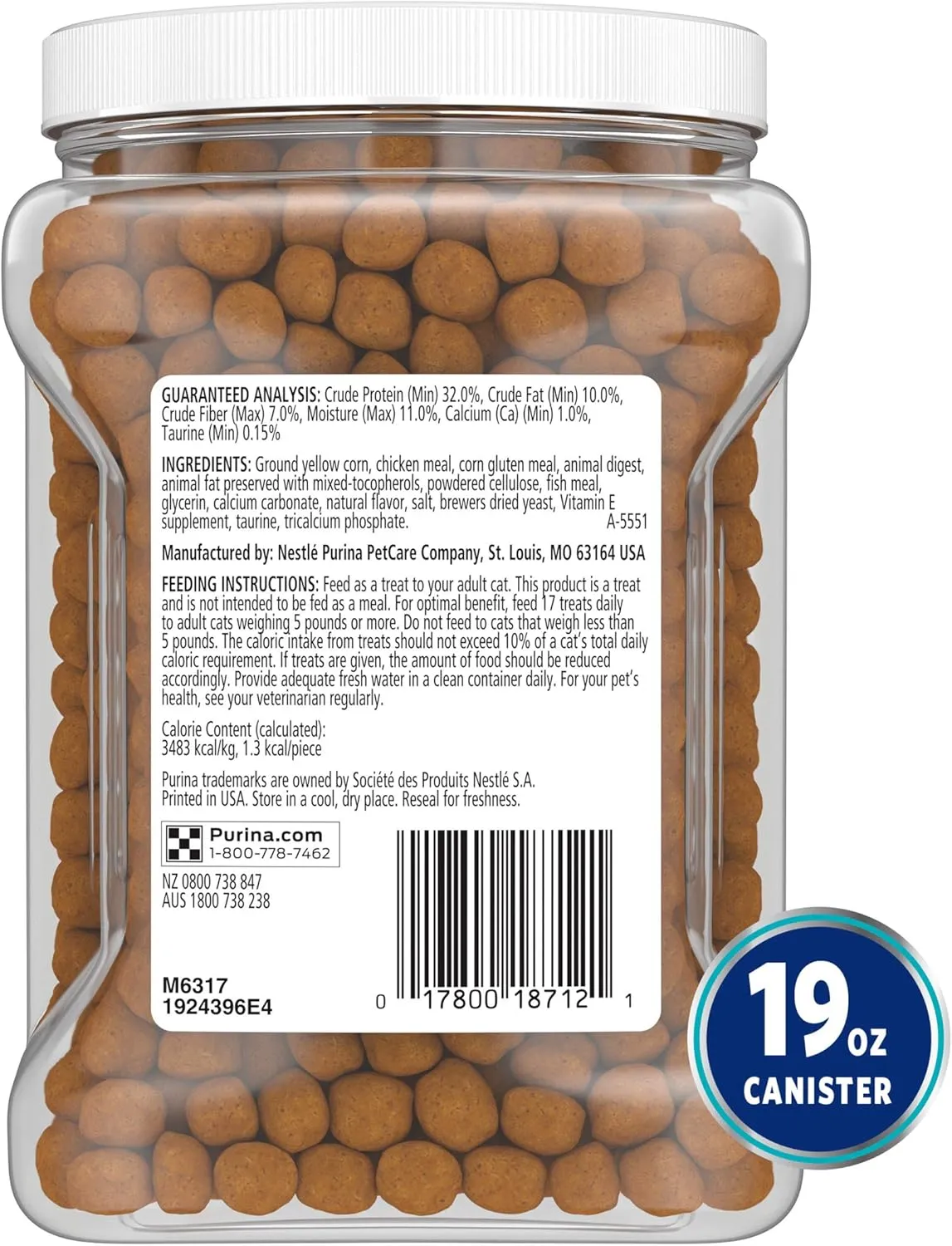DentaLife Purina Made in USA Facilities Cat Dental Treats, Tasty Chicken Flavor - 19 oz. Canister