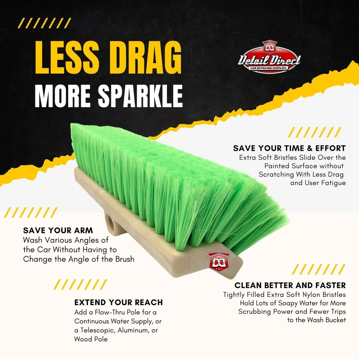 DETAIL DIRECT Car Wash Brush Bi-Level with Extra Soft Bristles