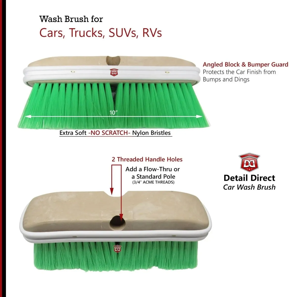DETAIL DIRECT Car Wash Brush with Extra Soft Bristles