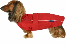DJANGO City Slicker Waterproof Dog Raincoat and Lightweight Jacket for Long Dogs - Full Coverage Puppy Coat and Reflective Rain Slicker and Windbreaker - Adjustable with Harness Hole (Red, Small)