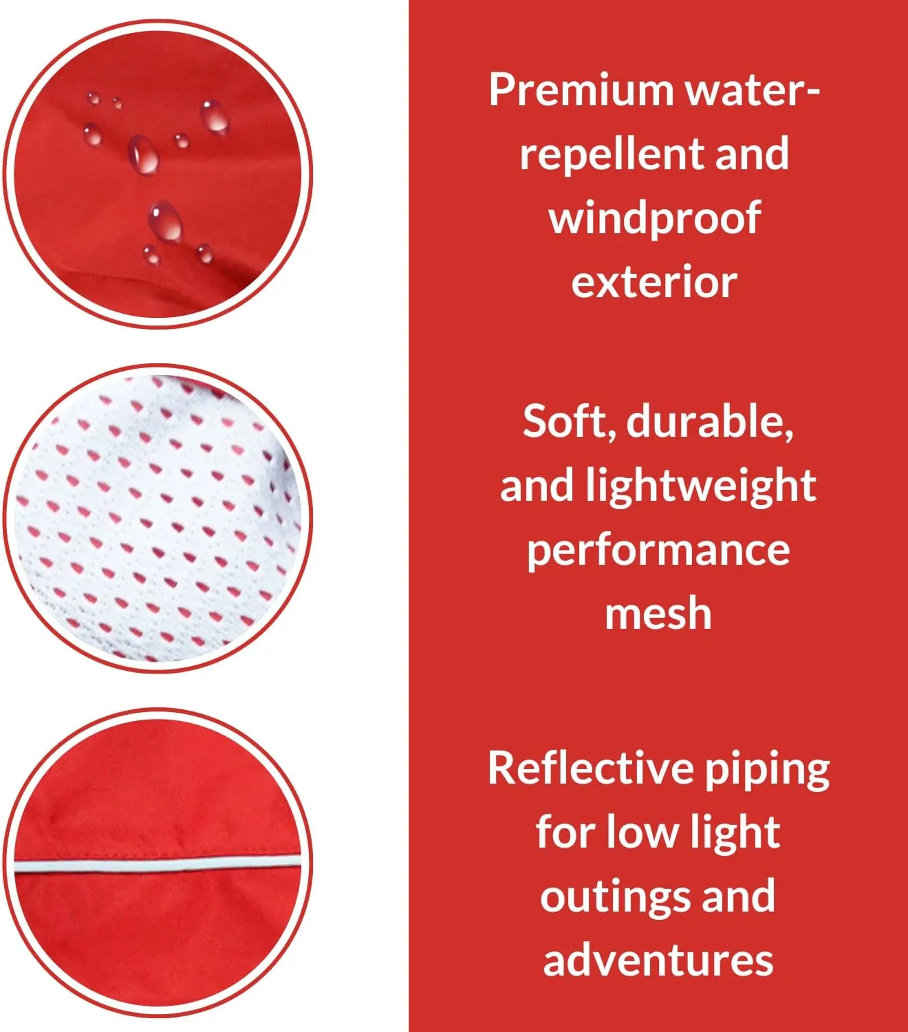DJANGO City Slicker Waterproof Dog Raincoat and Lightweight Jacket for Long Dogs - Full Coverage Puppy Coat and Reflective Rain Slicker and Windbreaker - Adjustable with Harness Hole (Red, Small)
