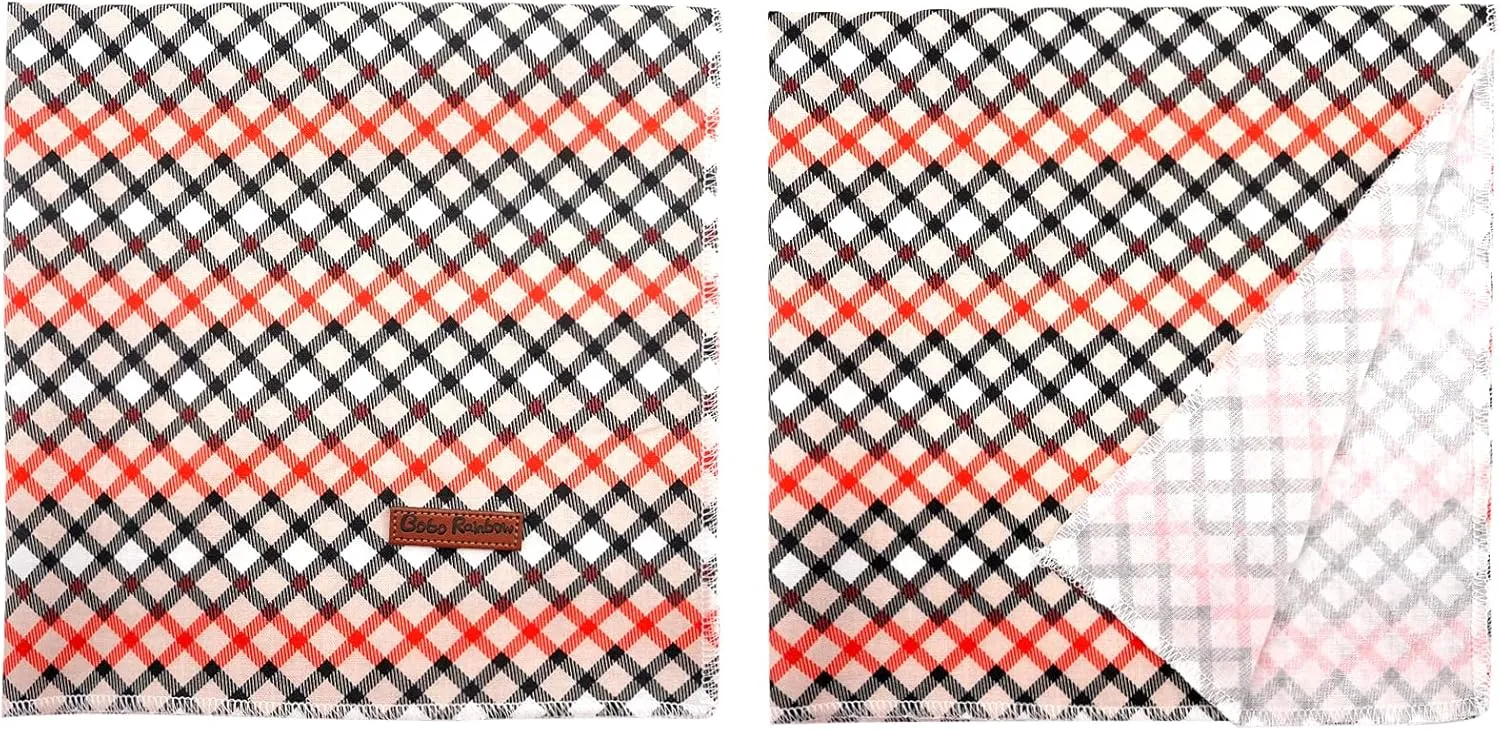 Dog Bandana - 1Pack Plaid Washable Scarf Female or Male Square Bib Kerchief Adjustable Pet Bandana for Small Medium Large Dogs