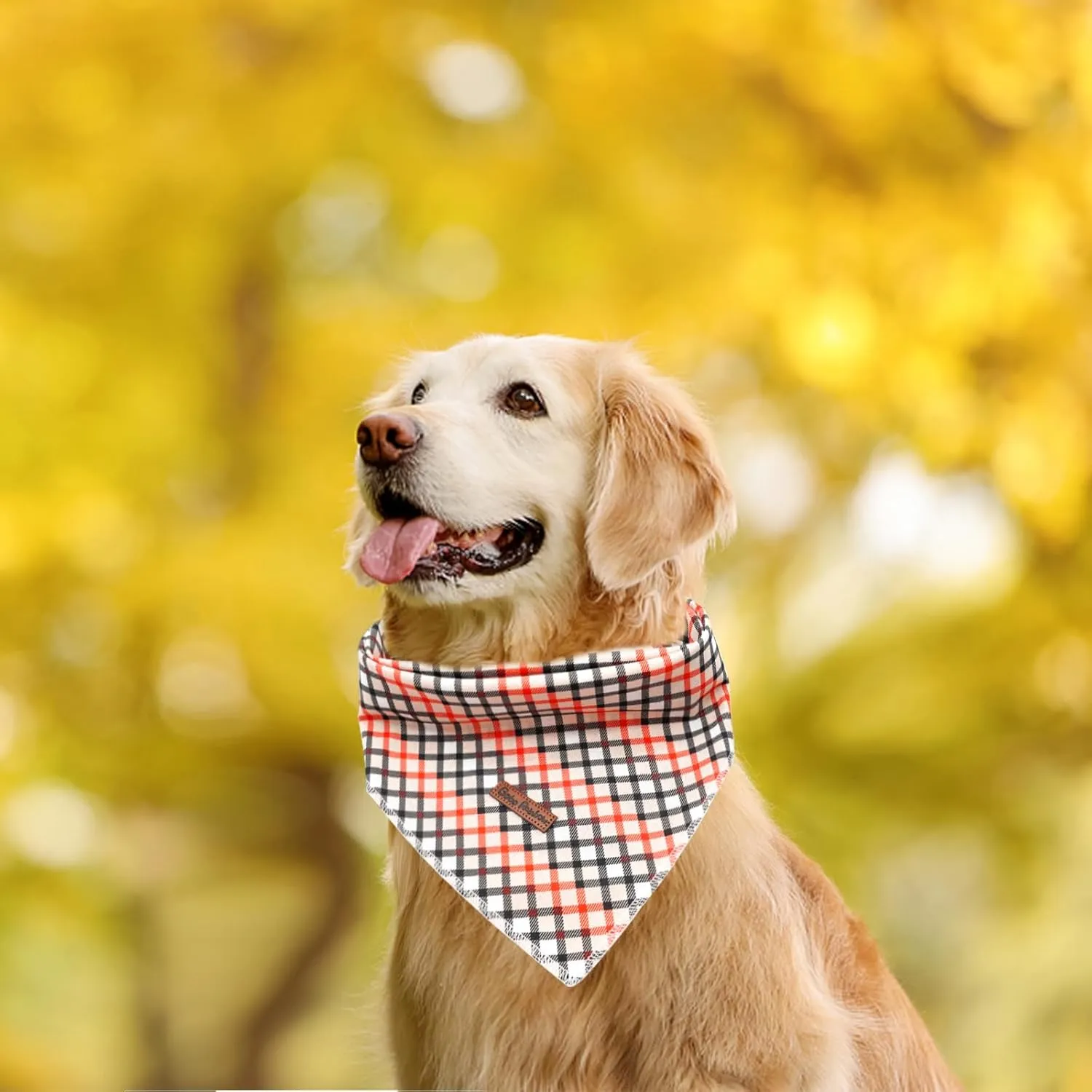 Dog Bandana - 1Pack Plaid Washable Scarf Female or Male Square Bib Kerchief Adjustable Pet Bandana for Small Medium Large Dogs