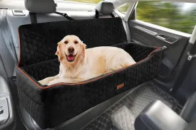 Dog Car Seat for Large Dogs Under 100LBS,Pet Booster Back Seat Removable Washable Pet Travel Safety with Safety Tethers & Storage Pocket (Black)