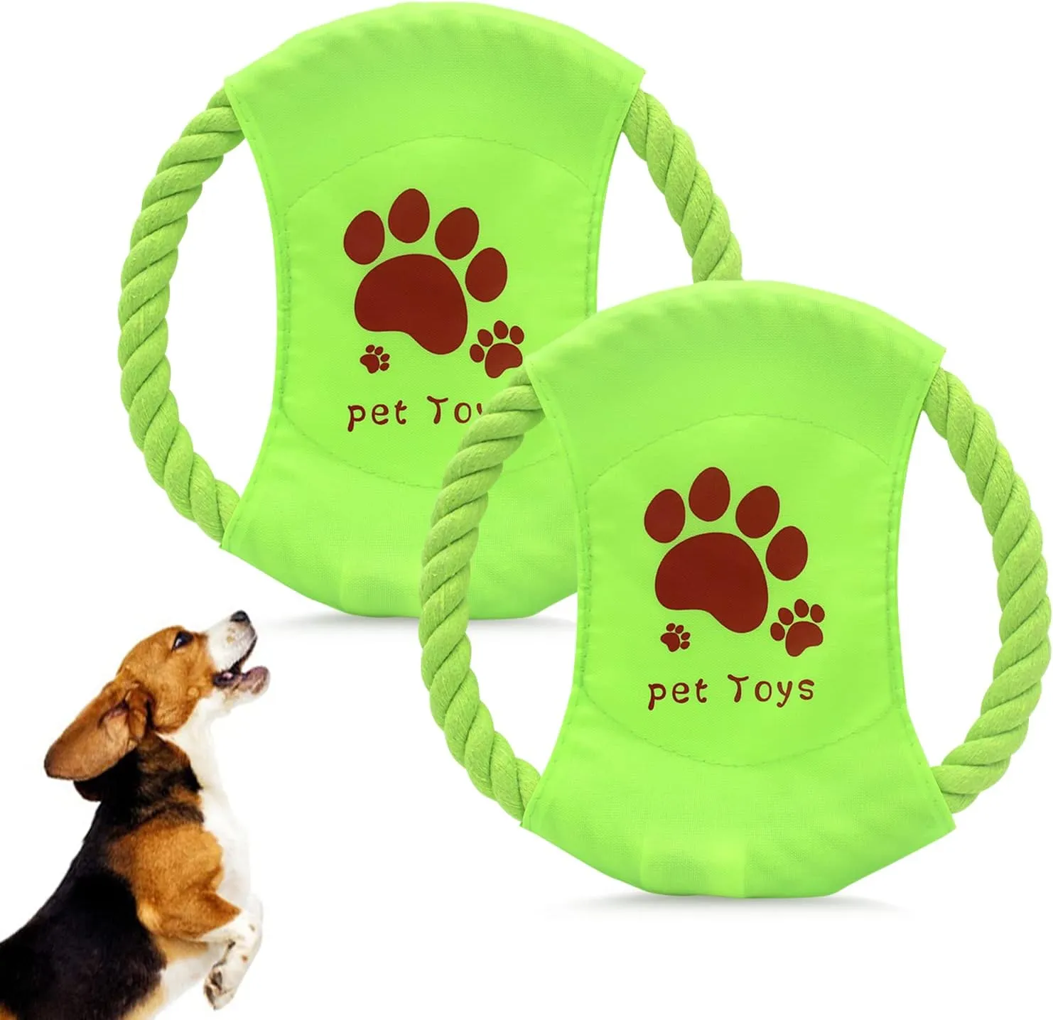 Dog Rope Toys, 2Pc Flying Disc-Shaped Dog Fetch Toy for Boredom, Cotton Rope Dog Toy for Teething, Training,Throwing and Interacting for Small and Medium Dogs (Green)