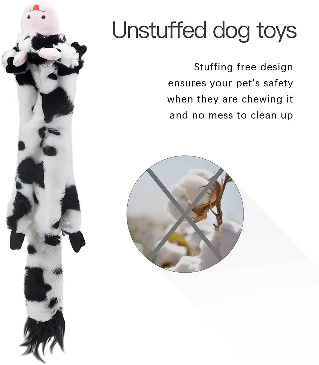 Dog Squeaky Toys 5 Pack, Pet Toys Crinkle Dog Toy No Stuffing Animals Dog Plush Toy Dog Chew Toy for Large Dogs and Medium Dogs Squeeky Doggie Toys 5 Pack for Large Dogs Multi-Colored
