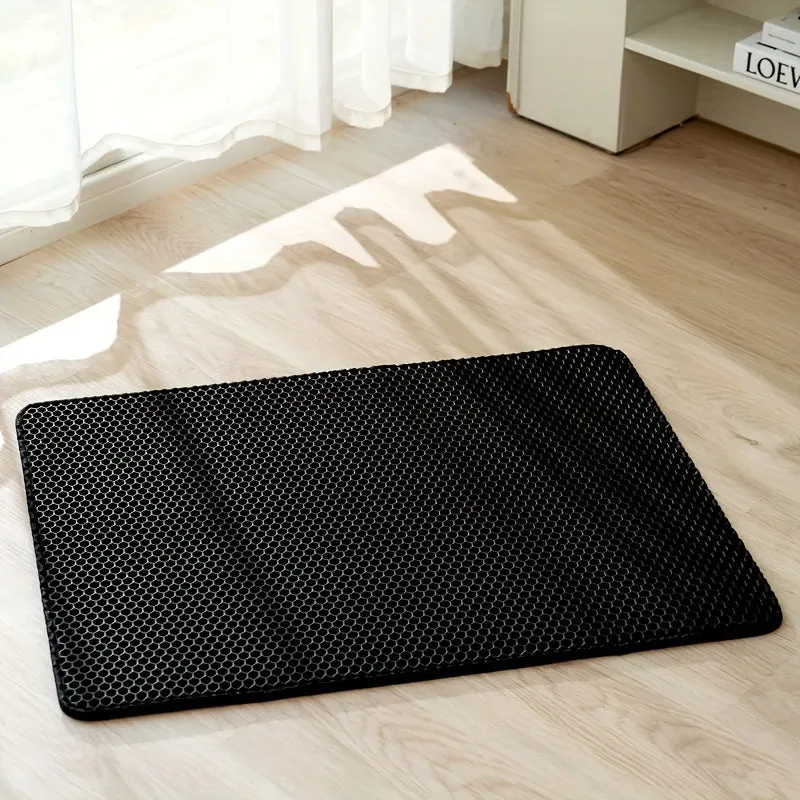 Double Layer Cat Litter Mat Nonslip Washable Traps Odors