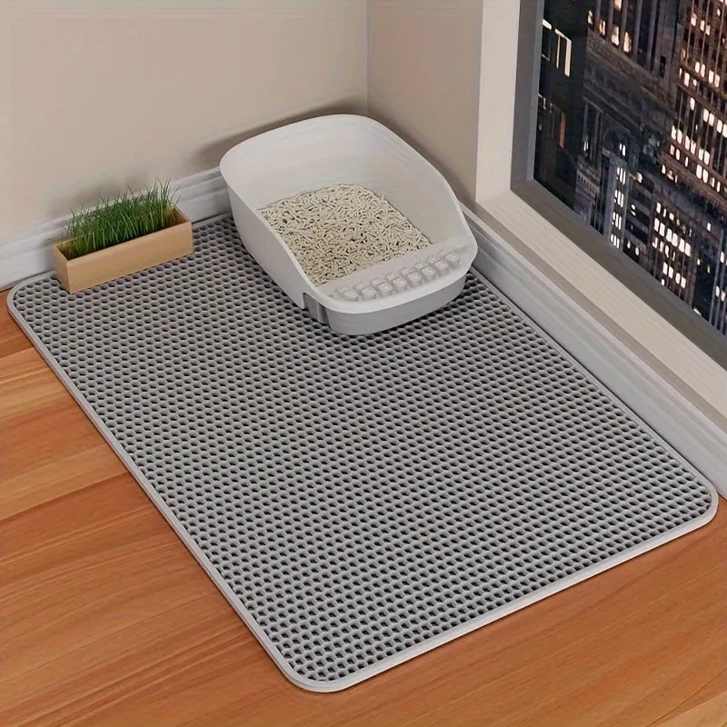 Double Layer Cat Litter Mat Nonslip Washable Traps Odors