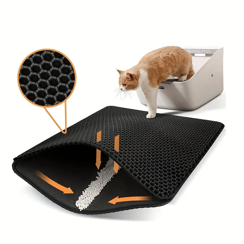 Double Layer Cat Litter Mat Nonslip Washable Traps Odors