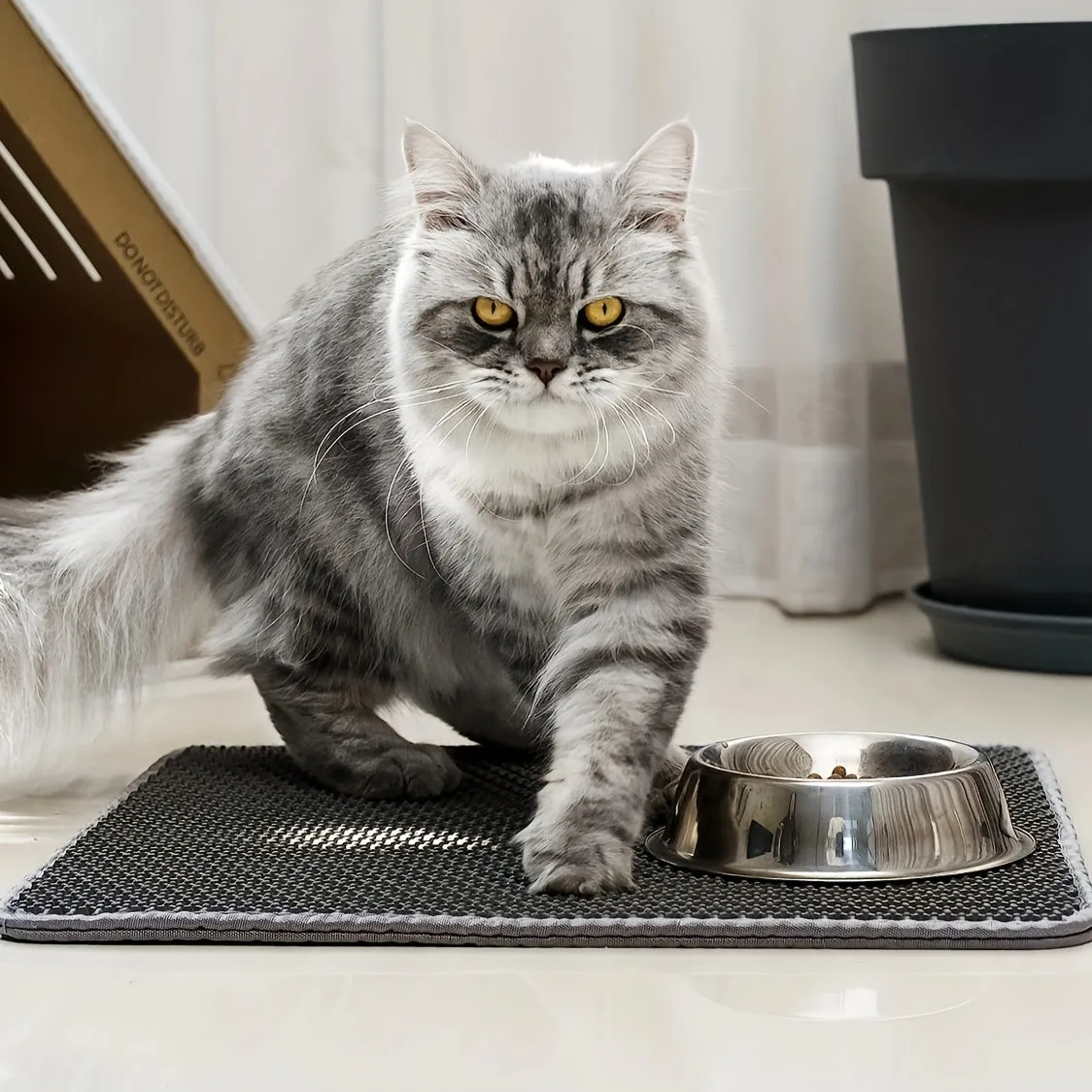 Double Layer Cat Litter Mat Nonslip Washable Traps Odors