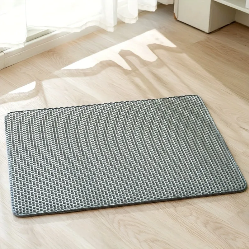 Double Layer Cat Litter Mat Nonslip Washable Traps Odors