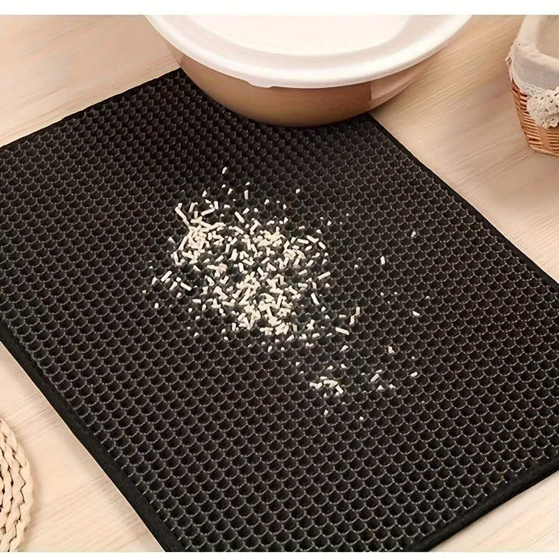 Double Layer Cat Litter Mat Nonslip Washable Traps Odors