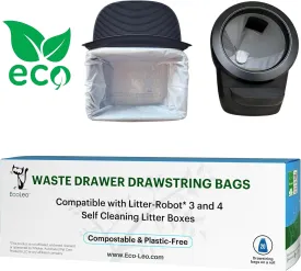 EcoLeo, Compatible with Litter-Robot 4 & 3, Compostable, Eco-friendly Waste Bags with Drawstrings, Thick, for Automatic Litter Box Waste Drawers (20-Count)
