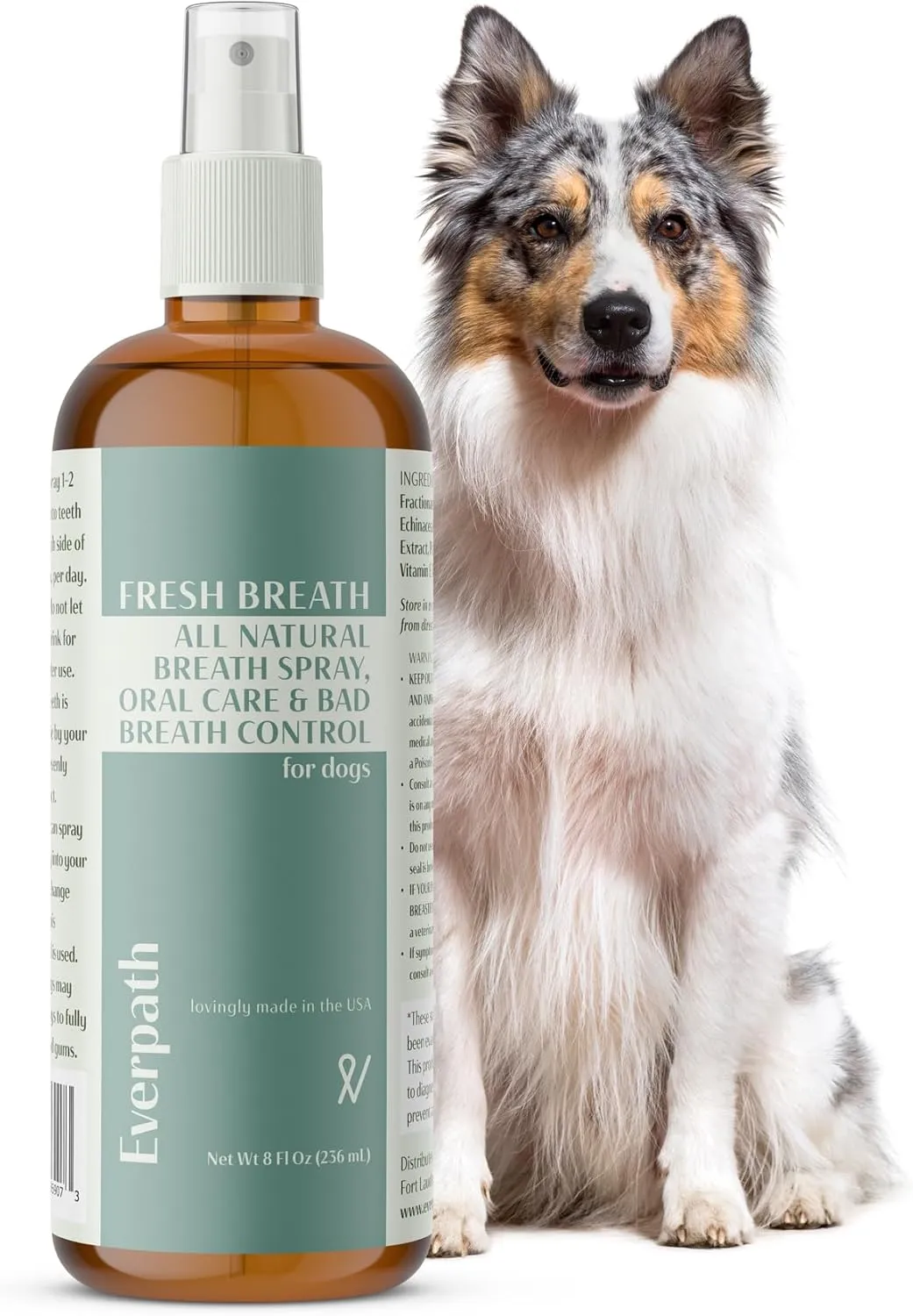 Everpath Pet Fresh Breath Spray - 8 Fluid Ounces/236mls | Made in The USA | Enhances Dental and Gum Wellness | Supports Oral Care and Control Bad Breath | Natural Solution for Pets