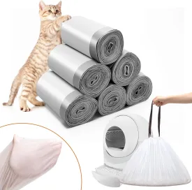 Extra Thick 20mil 500 micron120Count Cat Litter Liners Large,Heavy Duty Drawstring Cat Litter Bags 25.2"x16" Tear Resistant Super Thickness Easy Access, Easy Cleanup