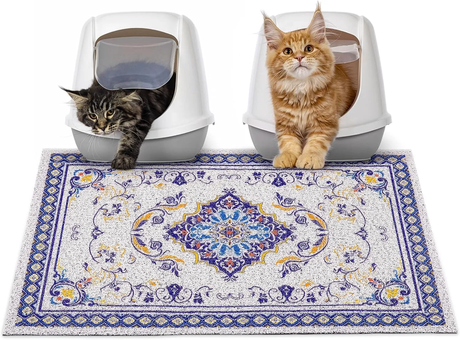 Glittme Cat Litter Mat Soft Litter Mat with Non-Slip Bottom Litter Box Mat Waterproof Cat Litter Mat Litter Trapping Mat Easy to Clean Litter Matt for Cat Washable Cat Food Mat for Cat, Kitty,L