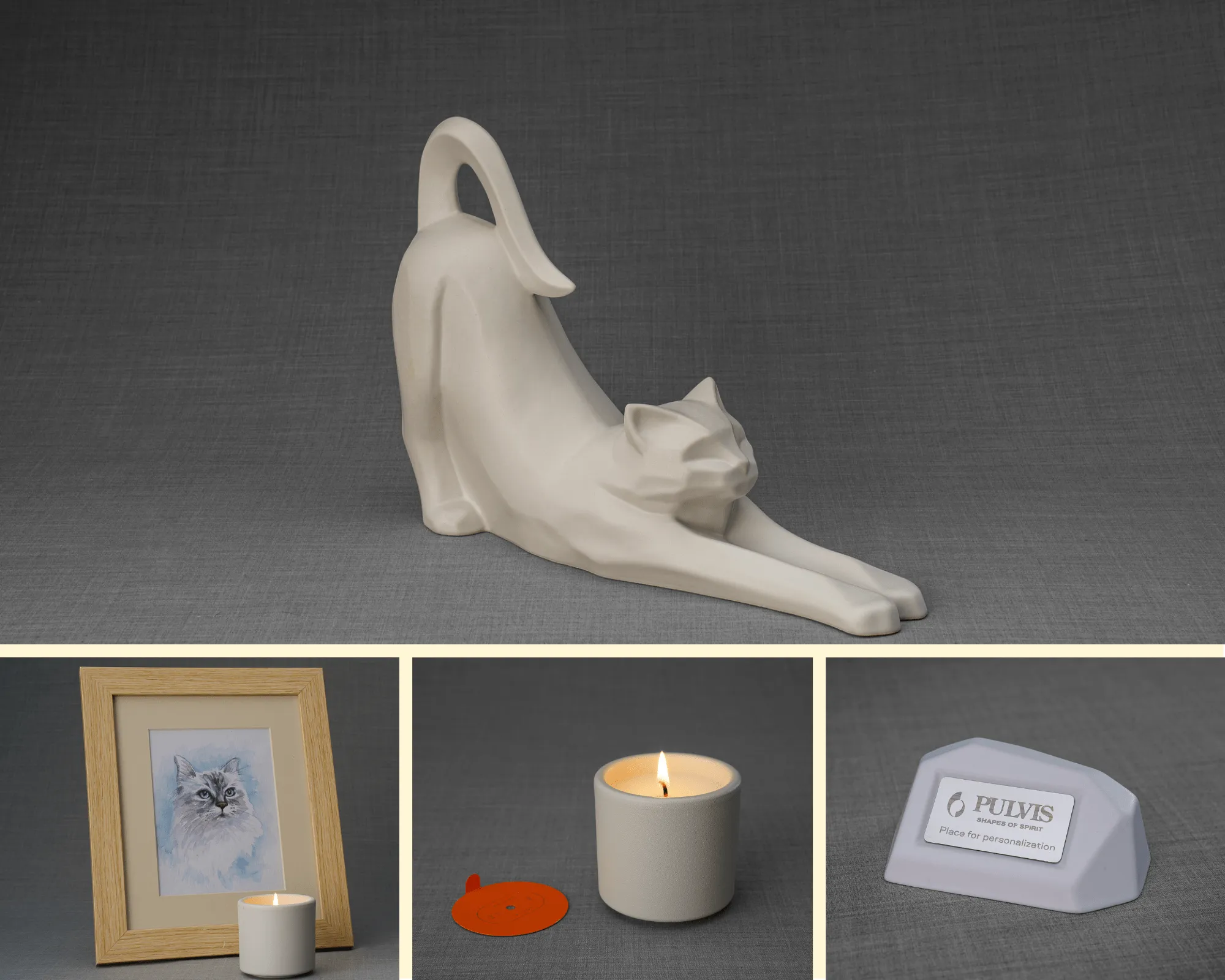 Grace Memorial Bundle - 4 Pieces - Portrait | Urn | Nameplate Holder | Scented Candle