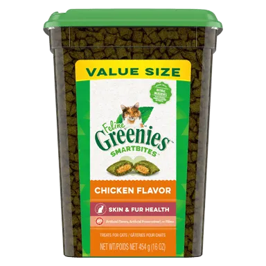 Greenies Feline Smartbites Healthy Skin & Fur Chicken Flavor Cat Treats