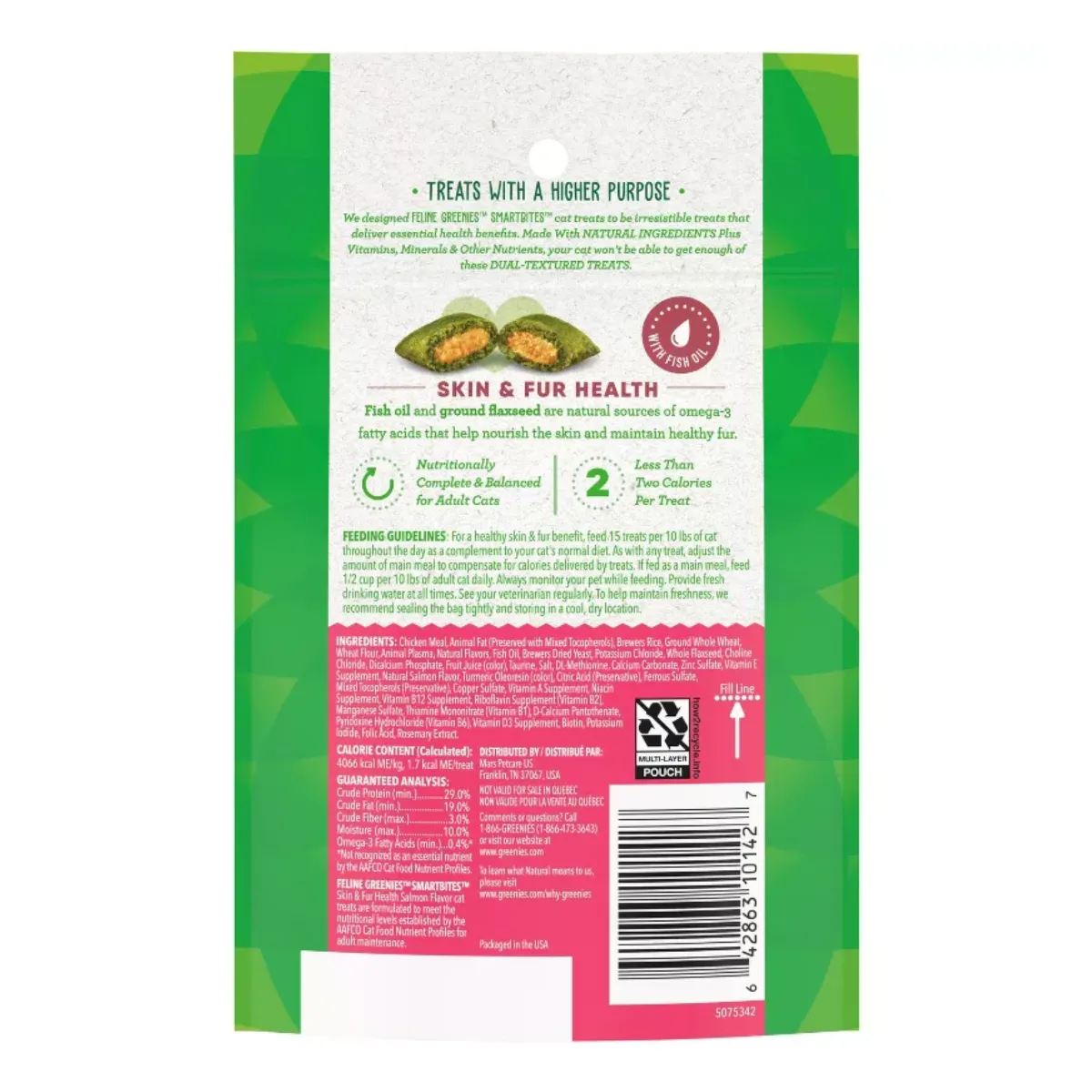 Greenies Healthy Skin & Fur Salmon Flavor Cat Treats 2.1oz