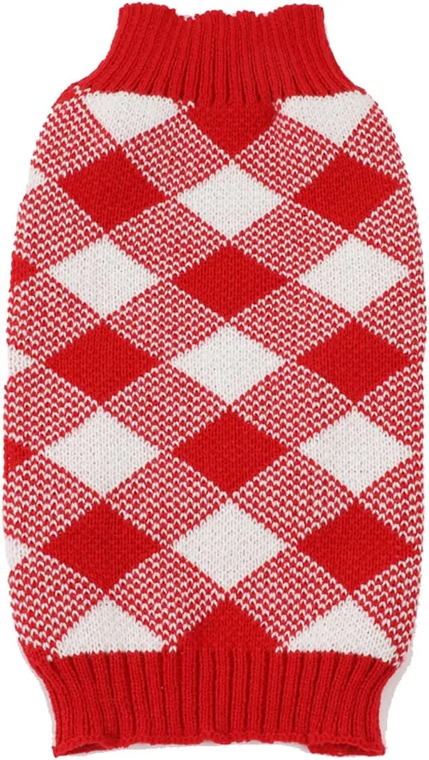 HAPEE Christmas Dog Sweaters for Medium Dogs, Argyle Winter Xmas Pet Clothes
