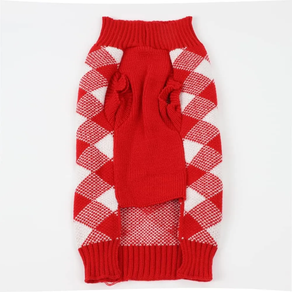 HAPEE Christmas Dog Sweaters for Medium Dogs, Argyle Winter Xmas Pet Clothes