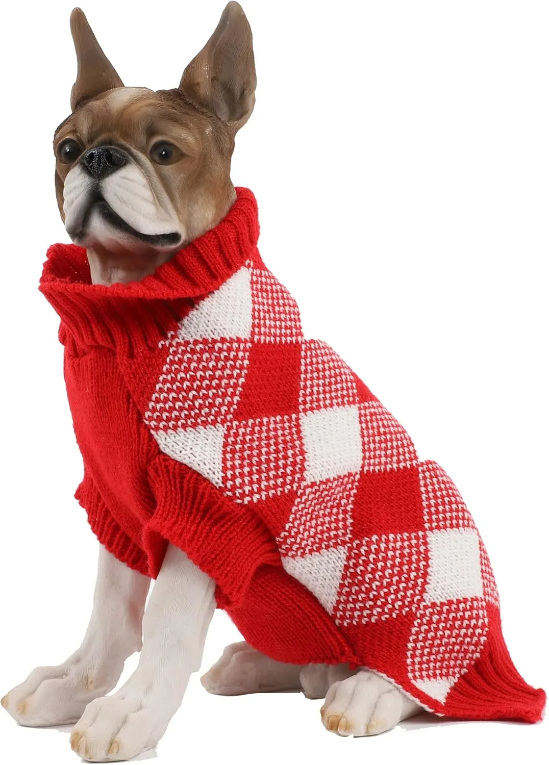 HAPEE Christmas Dog Sweaters for Medium Dogs, Argyle Winter Xmas Pet Clothes