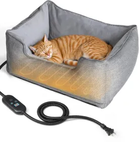 Heated Cat Bed with Remote Control, 20 x 16 inches, Gray
