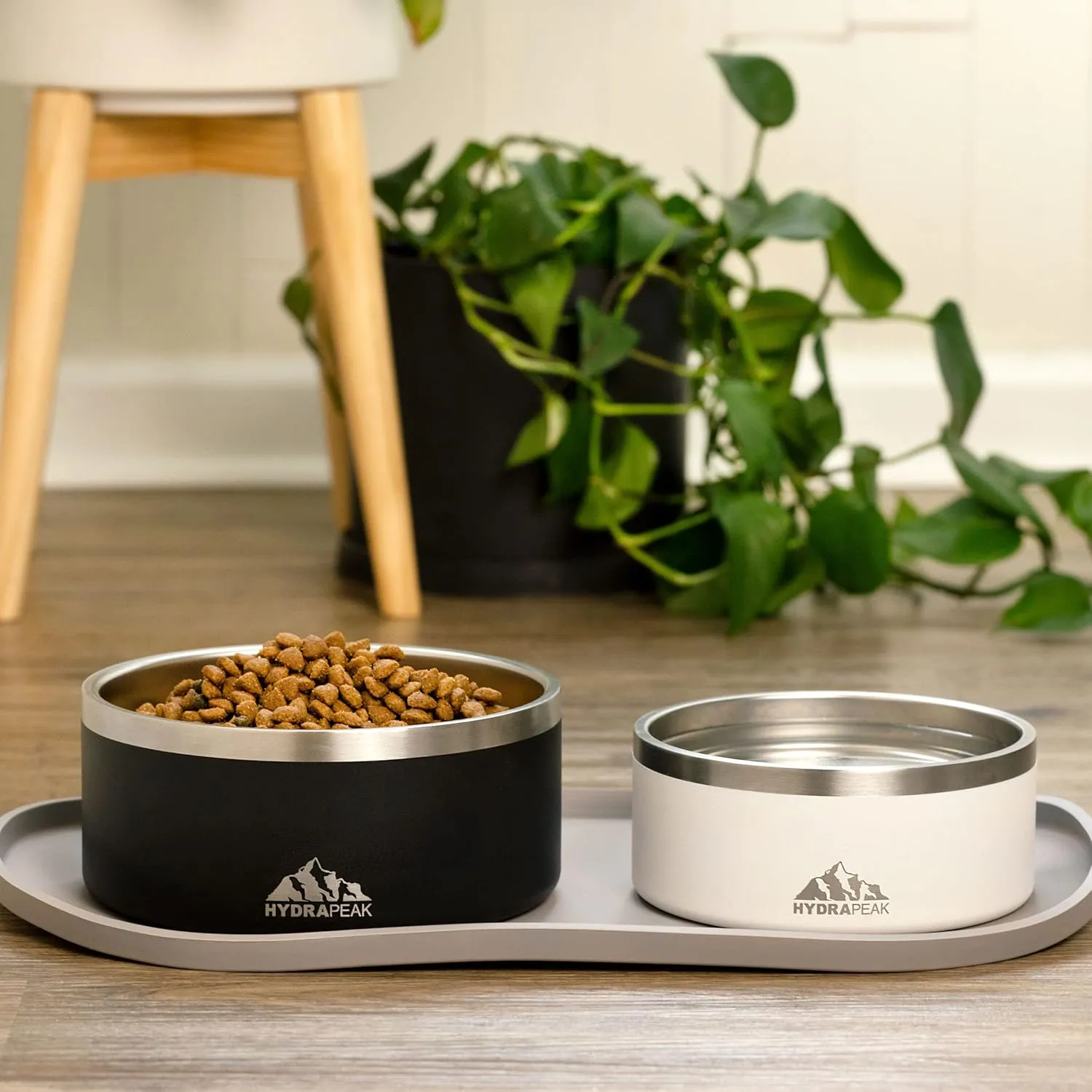 Hydrapeak Dog Bowl; Non Slip Stainless Steel; Water and Food Dish; Large Sized and Small Dogs; 32oz 64oz; Multiple Sizes; 4 Cup | Storm
