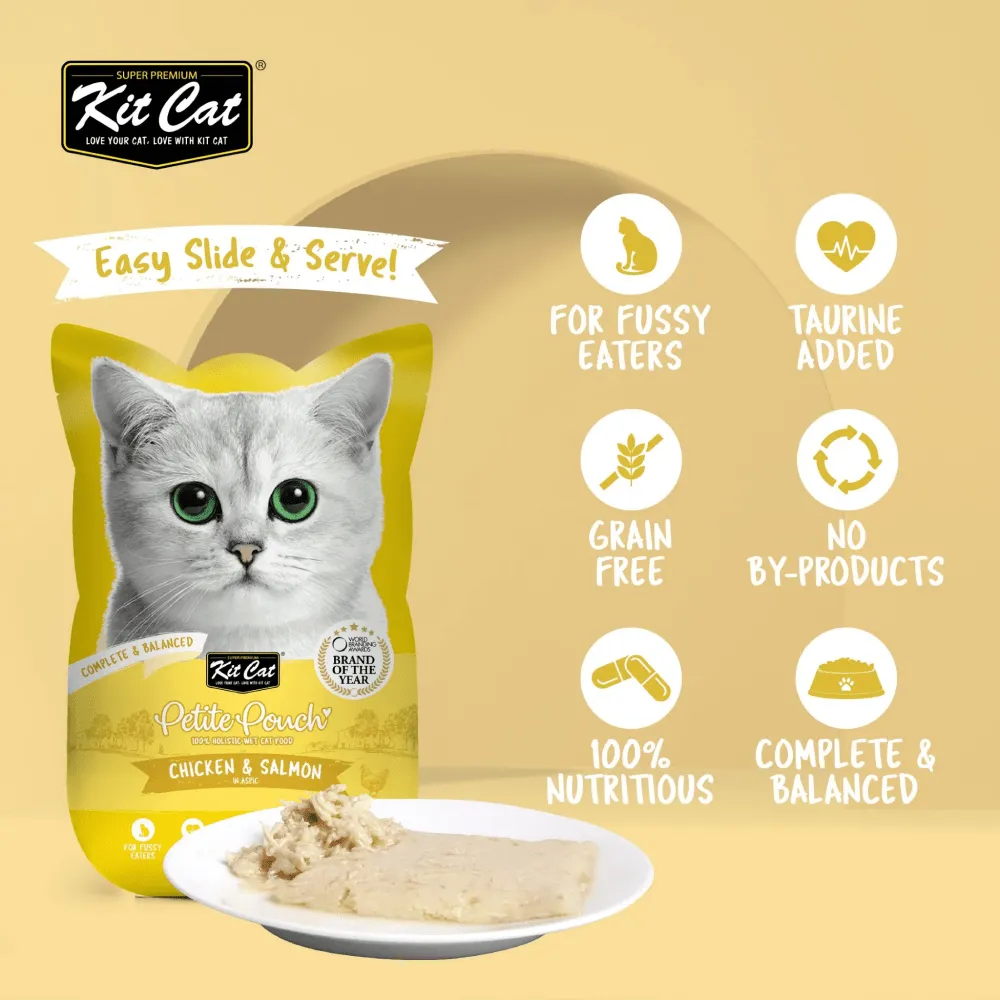 Kit Cat Chicken, Chicken & Salmon and Tuna & Salmon Cat Wet Food Combo
